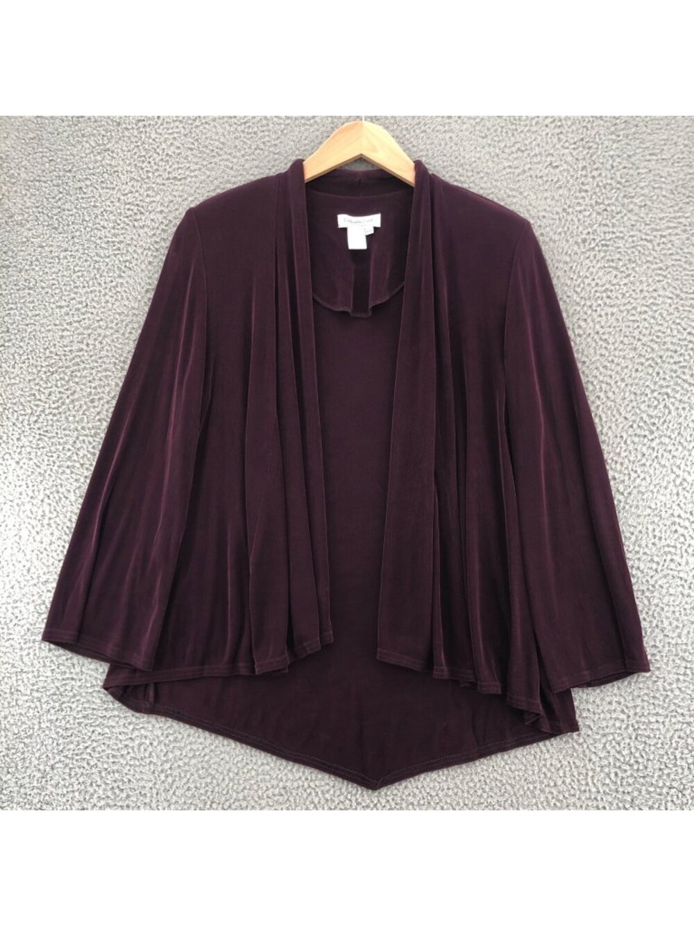 Coldwater Creek Sweater Women 14 Petite Purple Open Cardigan Stretch Travel Knit